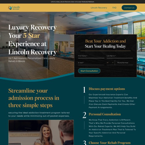 Addiction Rehab Landing Page Design