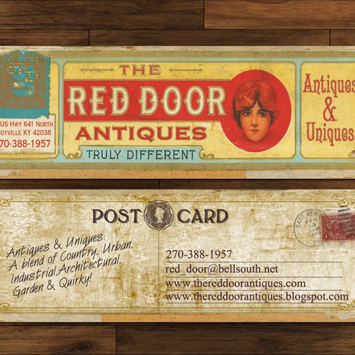 Create the next stationery for The Red Door Antiques