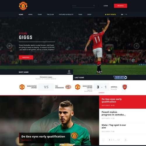 Football/soccer club homepage design