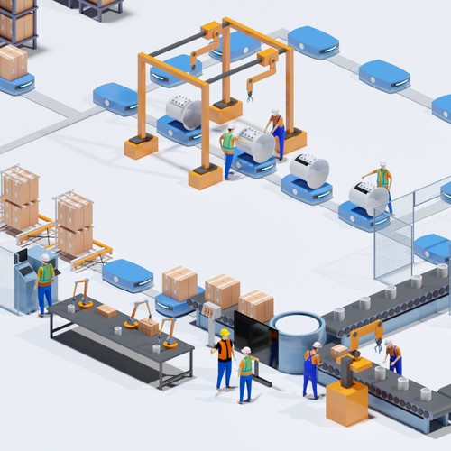 3d isometric factory