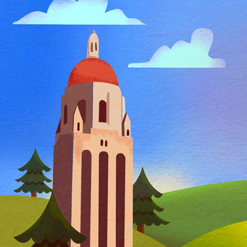 Create an awesome illustration of Stanford university landscape for a mobile app!