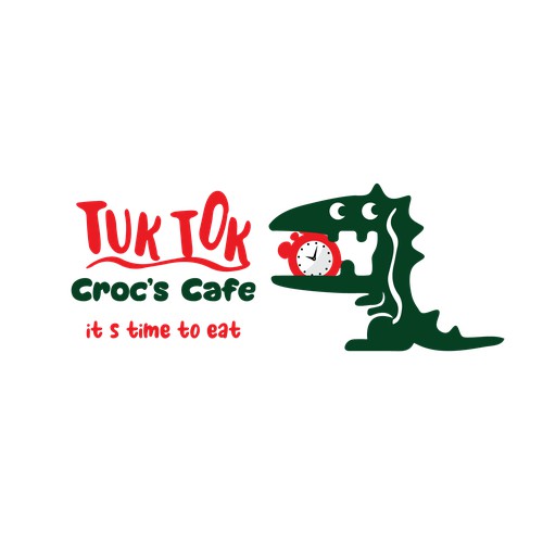 Modern tick-toc cock logo for marina Cafe serving breakfast and lunch