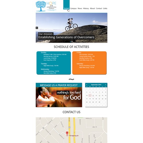 Create a landing page for the Hope of the Generations Church
