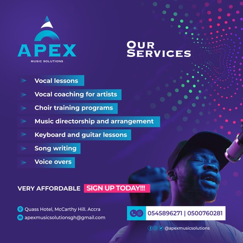 Flyer design for Apex Music Solutions