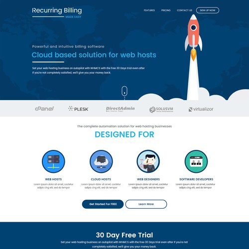 Design a landing page for a new SAAS web based billing platform