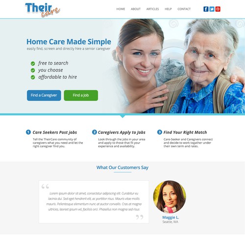 Landing Page for Their Care