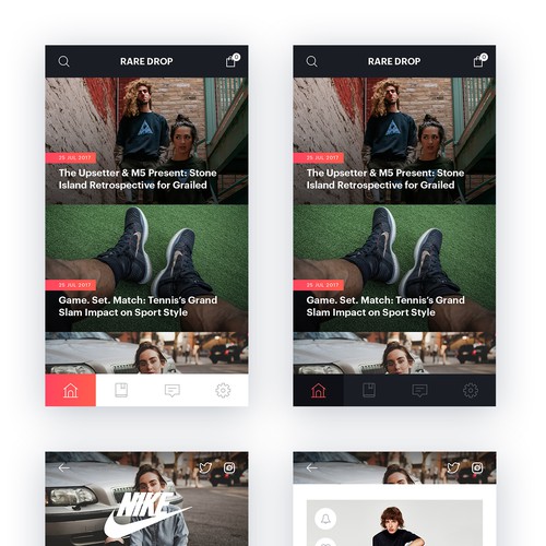 RareDrop mobile app design