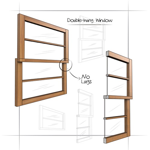 Wooden window frame illustration