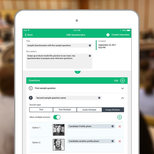 iPad app for interview management