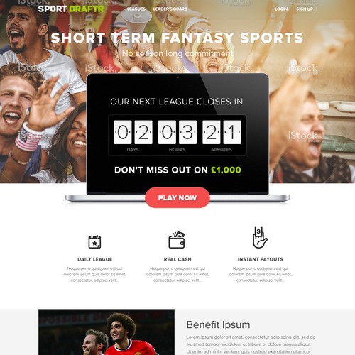 Create a modern and exciting fantasy sports website