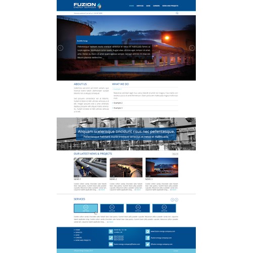 Create a captivating website for Fuzion Energy Company