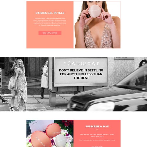 Homepage design concept for lingerie ecommerce website