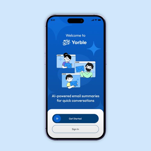 Minimal and Clean App design for an AI-powered Email Summarising app