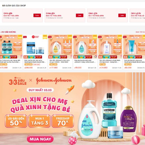 Ecommerce - Landing page - Johnson&Johnson in Vietnam