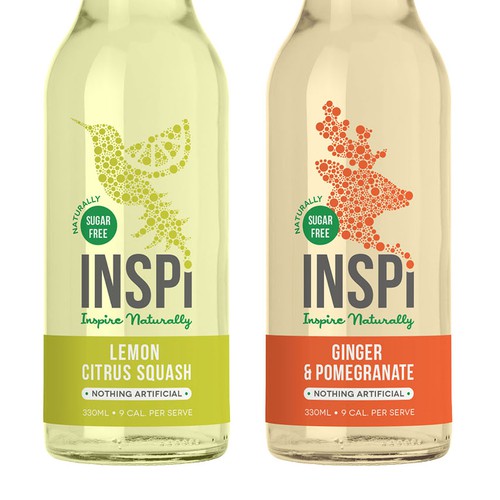 Bottle label for 100% Natural and Sugar Free Sodas