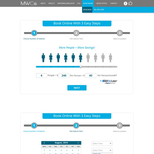 Create a booking online page for Dental Company