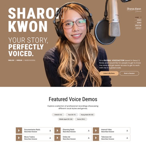 Modern Voiceover Portfolio Website for Sharon Kwon