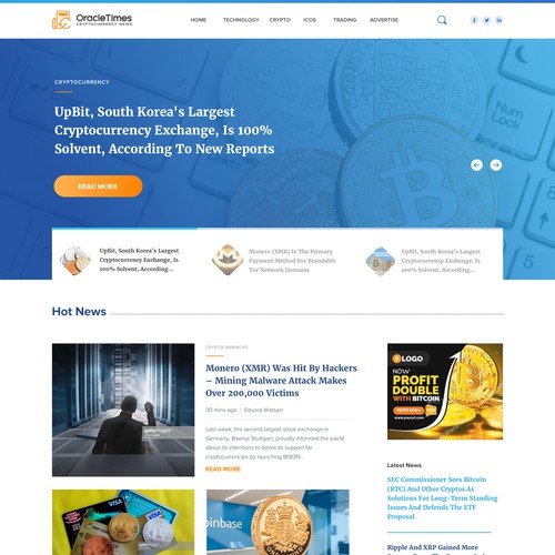 Homepage for cryto currencies daily news company