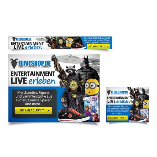 Advertising banners for Online Shop Merchandise and Figures