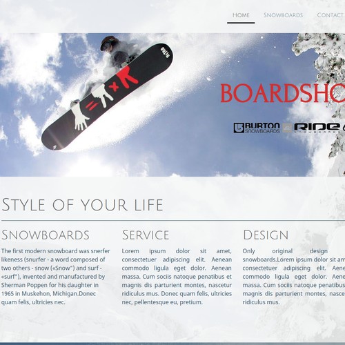 web design for sniwboarding