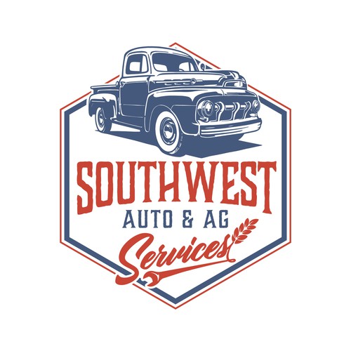 Vintage logo for automotive repair and grain farming