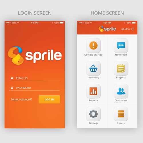 Mobile application UI design
