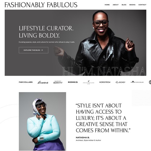 WordPress Website Redesign in Figma for Fashionably Fabulous a Luxury Editorial Personal Brand & Author in USA