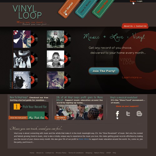 website design for Vinyl Loop