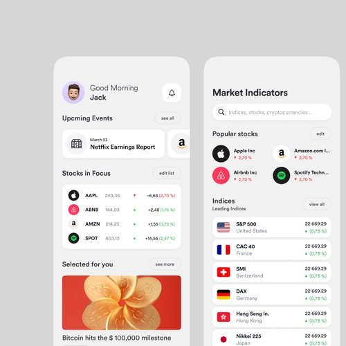 UI/UX for an intuitive stock app