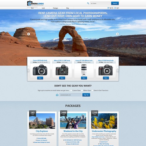 CameraLends needs a new website design