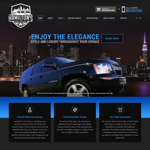 Dark Theme website design for Limo/Car Service 