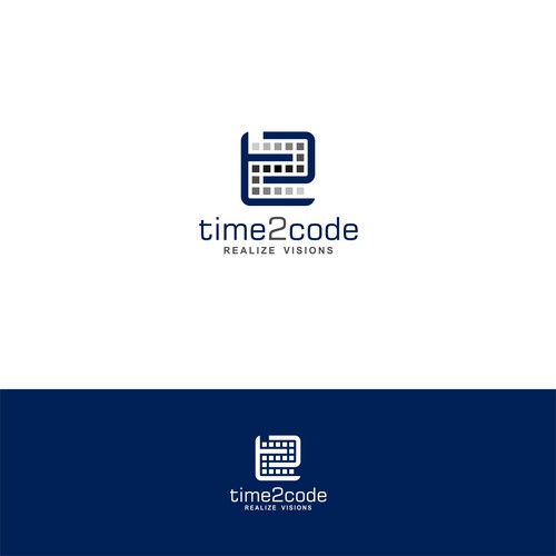 Negative space logo concept for time2code