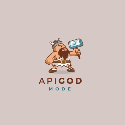 Simple cartoon character logo concept for API God mode.