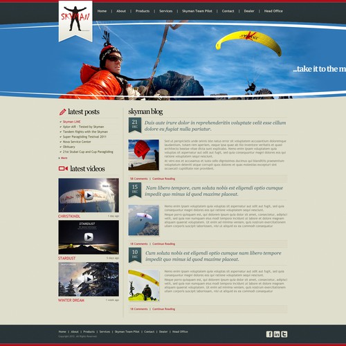 **Guaranteed** New website design wanted for Skyman [2 pages]