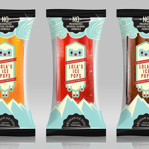 Create a fresh, stylish and modern popsicle bag design for Lola's Ice Pops in Hong Kong