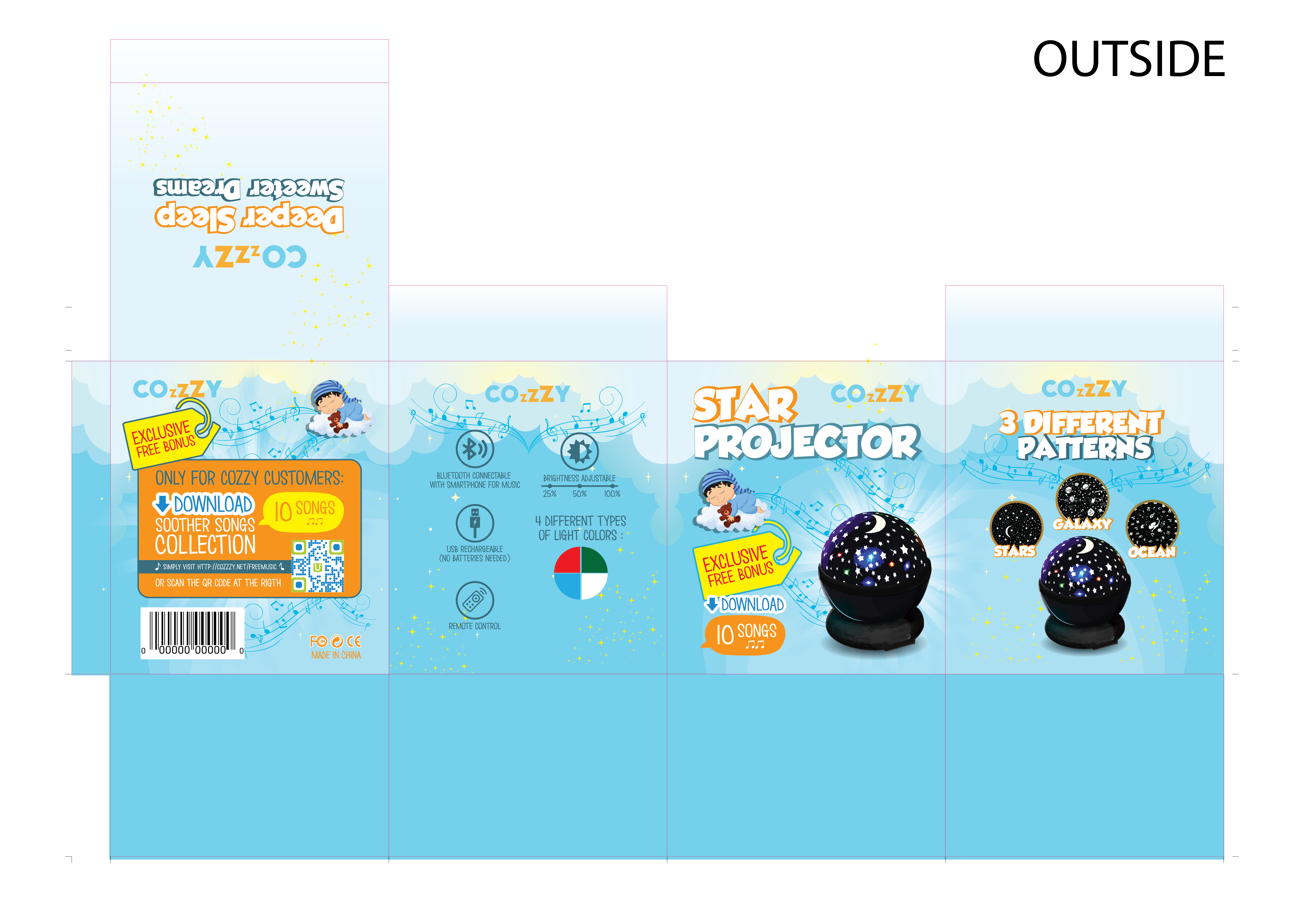 Night Light Projector for Kids Package Design