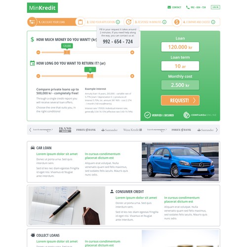 Loans Landing page