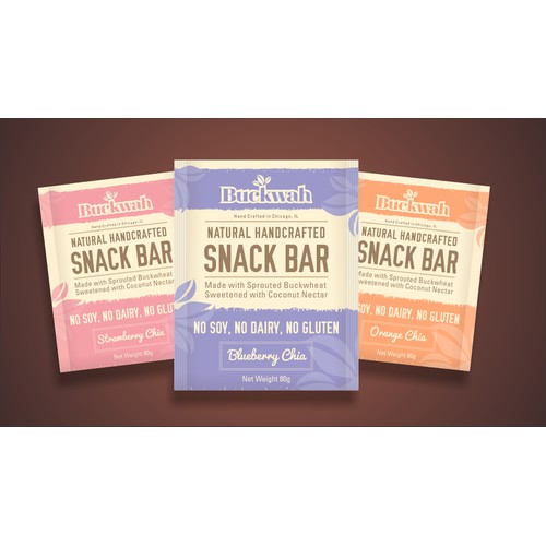 Create the first ever product package for Buckwah, a natural snack bar
