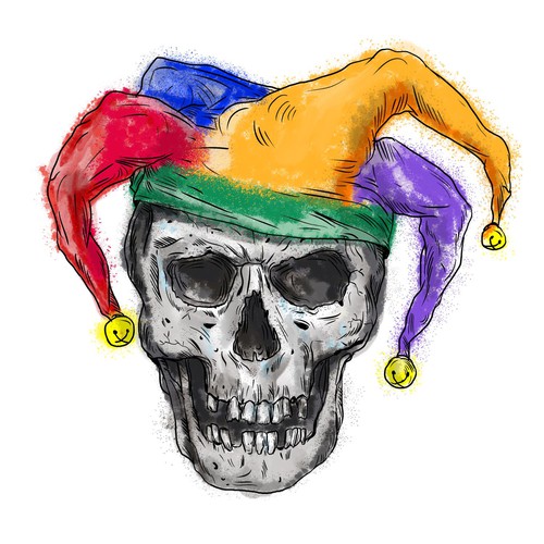 Memento Mori - Smirking Skull W/ Jester's Hat