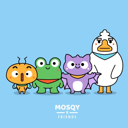 Mosqy n Friends mascot design.