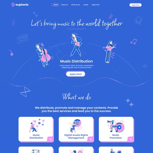 A playful web design for music distribution company