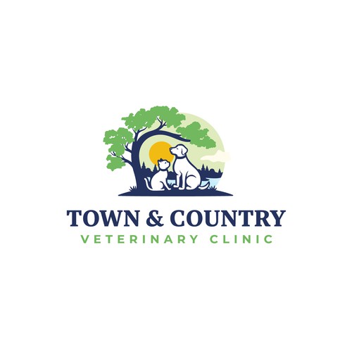 Timeless veterinary logo design with classic cat and dog illustration