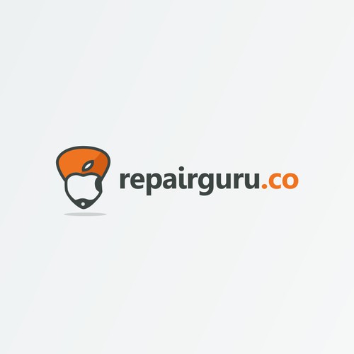 Simple flat logo for apple repair store.