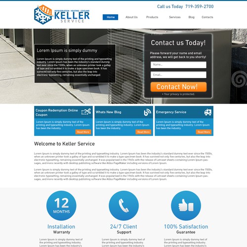 Design a awesome lead generating landing page for Keller Service.