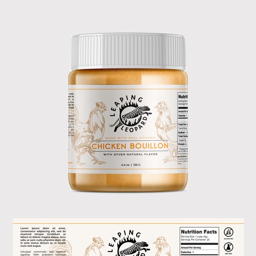Leaping Leopard Bouillon Label Design