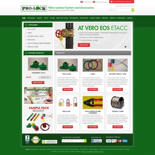 Homepage Design for E-Commerce Business - Lock-out Systems Provider