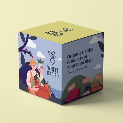 Packaging Design and Illustration for an Organic Product Home Delivery Business