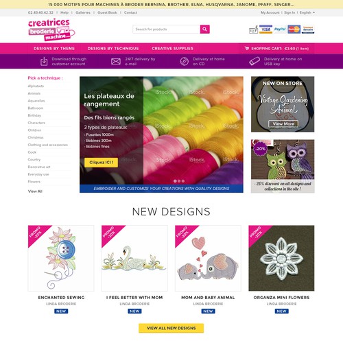 E-commerce designs for embroidery machine