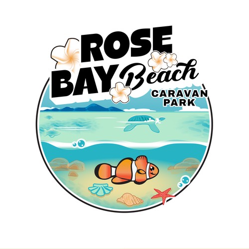 Bright and Fun logo for a beach caravan park