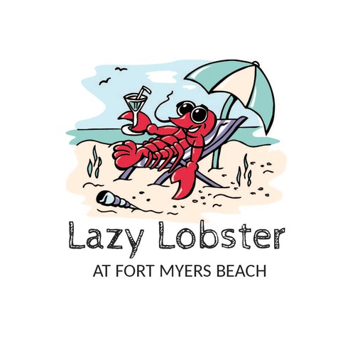 Lazy Lobster whimsical fun logo